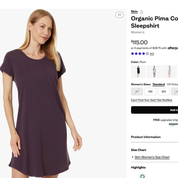100% organic pima cotton  Chemise by SKIN. worldwide - Picture 6 of 14